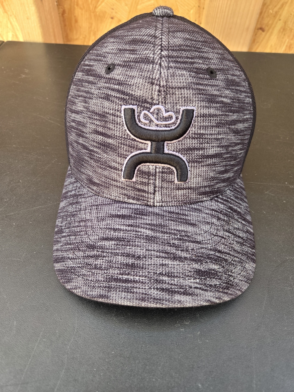 Men's Heathered Black Baseball Cap with Embroidered Logo